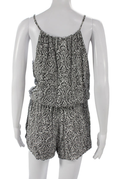 Splendid Women Boho Rayon V-Neck Spaghetti Strap Romper Black Size S
