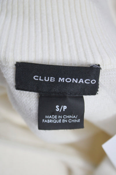 Club Monaco Women Collared Ivory Sweater Dress Zip Long Sleeve Size S