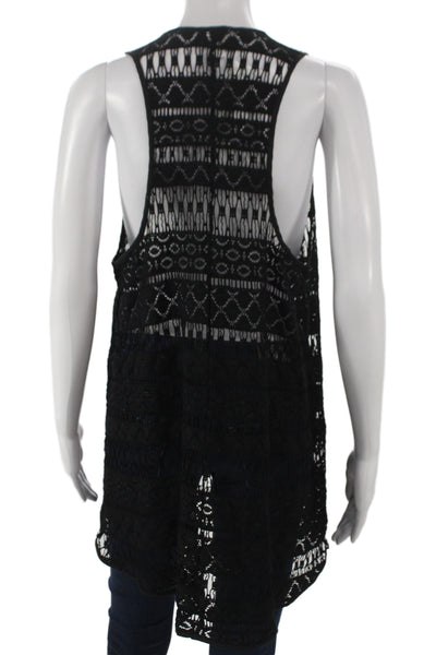 Milly Cabana Women Tunic Tank Sleeveless Scoop Neck Geometric Black Size S
