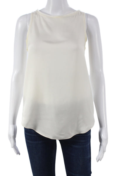 Theory Womens Silk Sleeveless Tank Round Neck Ivory Size S