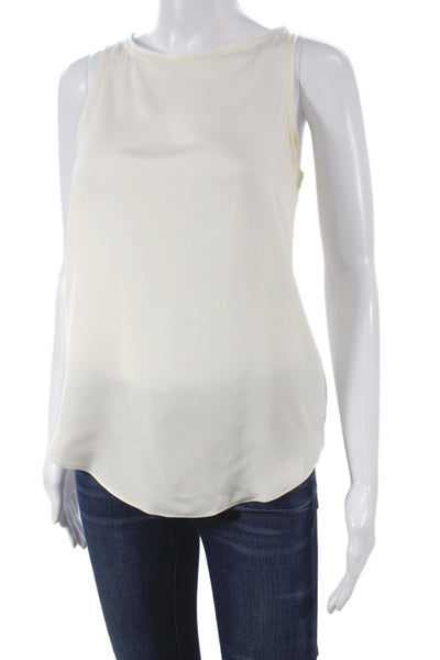 Theory Womens Silk Sleeveless Tank Round Neck Ivory Size S