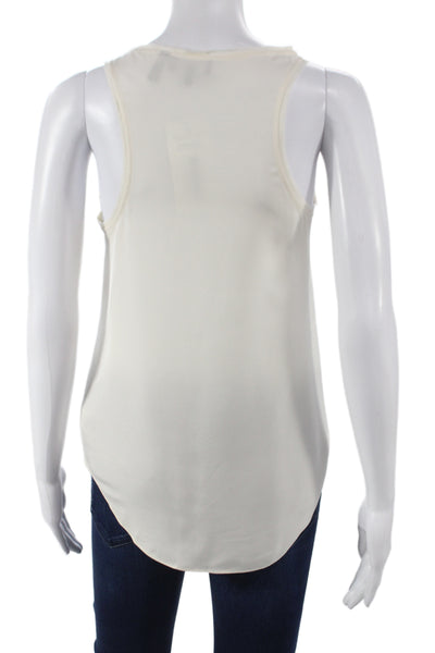 Theory Womens Silk Sleeveless Tank Round Neck Ivory Size S