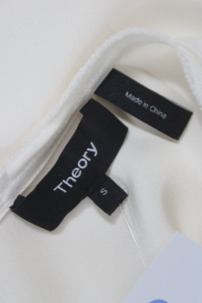 Theory Womens Silk Sleeveless Tank Round Neck Ivory Size S