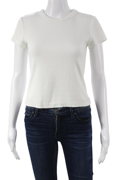 Marine Dowier Women Basic White T-Shirt Short Sleeve Crew Neck Size S