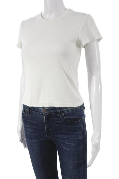 Marine Dowier Women Basic White T-Shirt Short Sleeve Crew Neck Size S