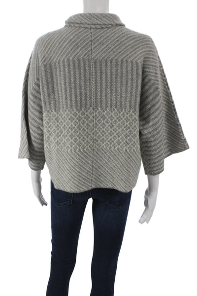Tahari Women Gray Cashmere Argyle Cowl Neck Pullover 3/4 Sleeve Size XS