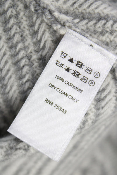Tahari Women Gray Cashmere Argyle Cowl Neck Pullover 3/4 Sleeve Size XS