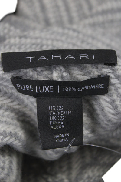 Tahari Women Gray Cashmere Argyle Cowl Neck Pullover 3/4 Sleeve Size XS