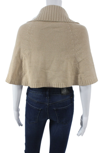 Escada Women Cape Sweater Beige Cowl Neck Argyle Wool Sleeveless Size 38