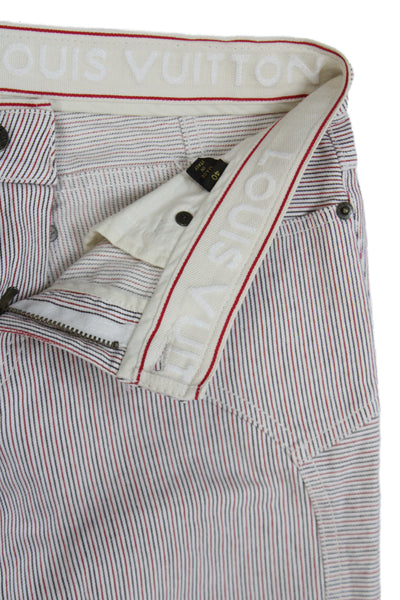 Louis Vuitton Womens Ankle Pants Multicolor Striped Cotton Mid Rise Size 40