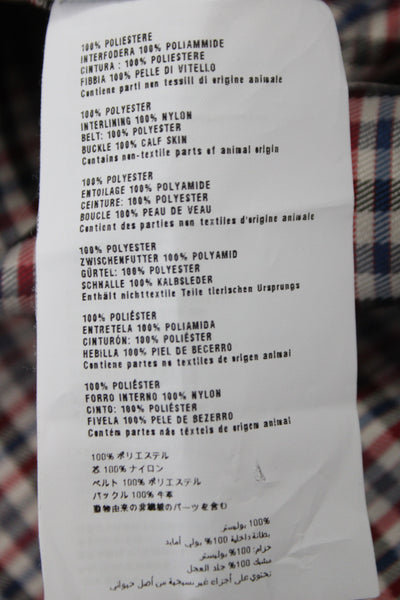 Prada Women Overcoat Plaid Multicolor Button Polyester Long Sleeve Size 40