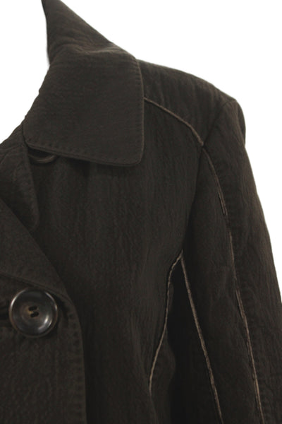 Louis Vuitton Womens Brown Cotton Pea Coat Button Long Sleeve Size 40