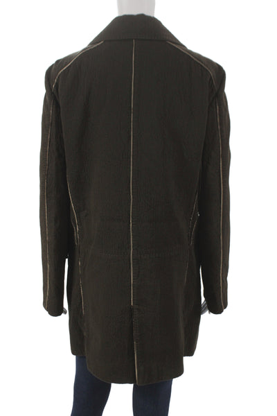 Louis Vuitton Womens Brown Cotton Pea Coat Button Long Sleeve Size 40