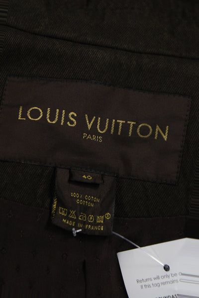 Louis Vuitton Womens Brown Cotton Pea Coat Button Long Sleeve Size 40