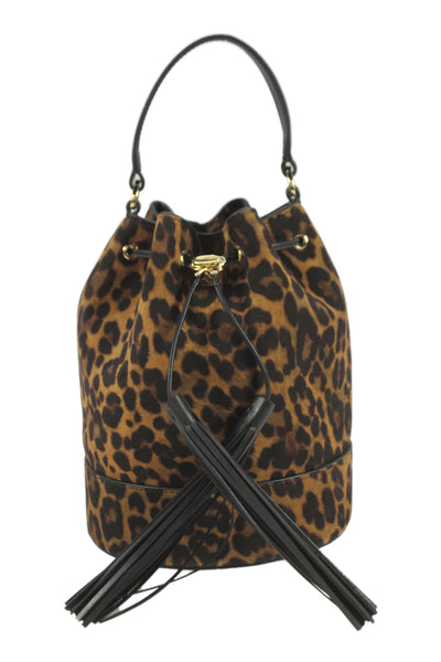 Gianvito Rossi Womens Sienna Leopard Print Bucket Handbag Brown