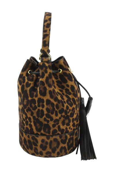 Gianvito Rossi Womens Sienna Leopard Print Bucket Handbag Brown