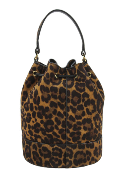 Gianvito Rossi Womens Sienna Leopard Print Bucket Handbag Brown