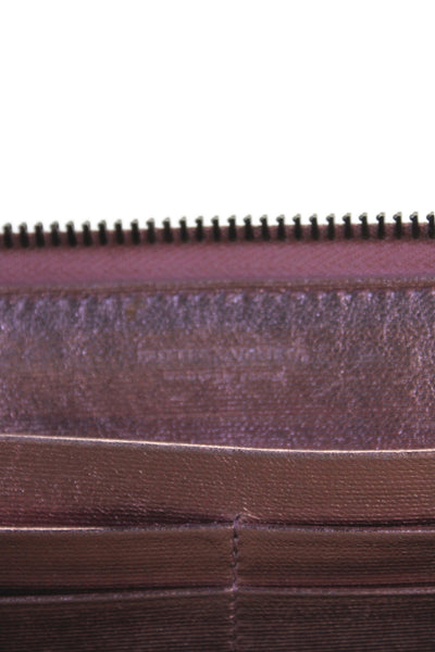Bottega Veneta Womens Metallic Intrecciato Woven Zipped Wallet Pink