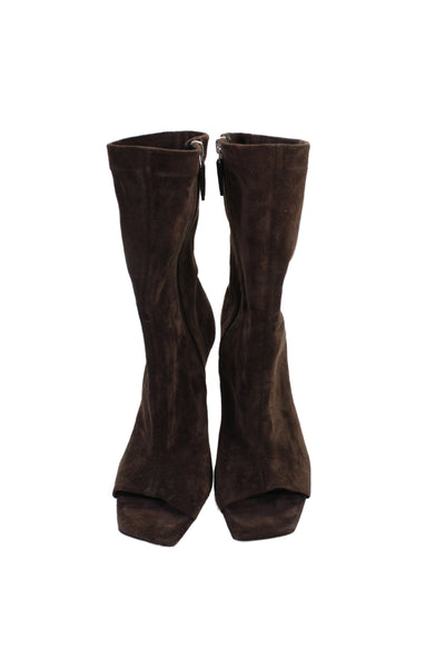 Paris Texas Womens Suede Open Square Toe Stiletto Ankle Boots Brown Size EUR 38