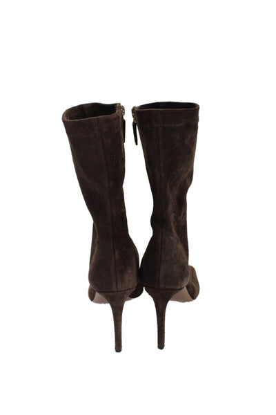 Paris Texas Womens Suede Open Square Toe Stiletto Ankle Boots Brown Size EUR 38