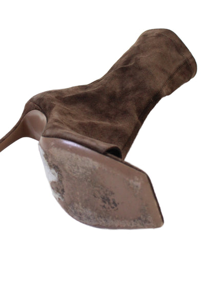Paris Texas Womens Suede Open Square Toe Stiletto Ankle Boots Brown Size EUR 38