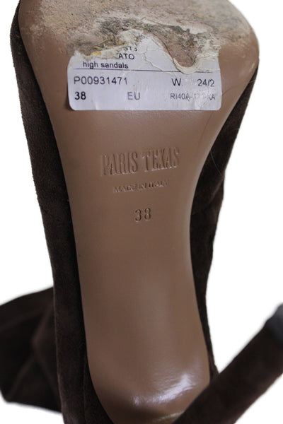 Paris Texas Womens Suede Open Square Toe Stiletto Ankle Boots Brown Size EUR 38