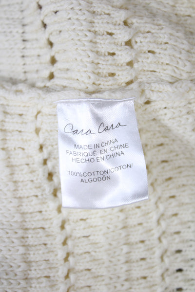 Cara Cara Women Ringer Polo Short Sleeve Collared Ivory 100% Cotton Size L