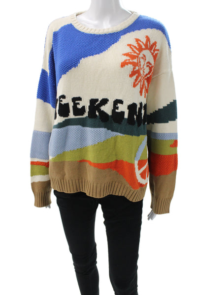 Weekend Max Mara Womens Pullover Striped Long Sleeve Multicolor Size L
