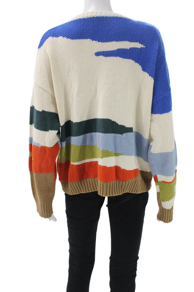 Weekend Max Mara Womens Pullover Striped Long Sleeve Multicolor Size L