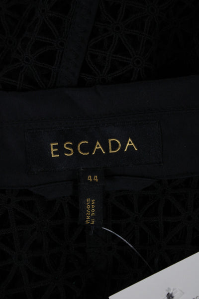 Escada Womens Lace Collared Basic Jacket Black Button Long Sleeve Size 44