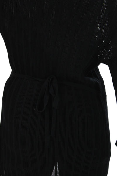 Dissh Women Tunic Blouse Long Sleeve Boat Neck Black Size L