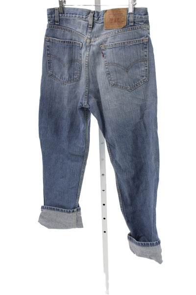 The Vintage Twin Mens Straight Blue Cotton Jeans Button Mid Rise Size 33