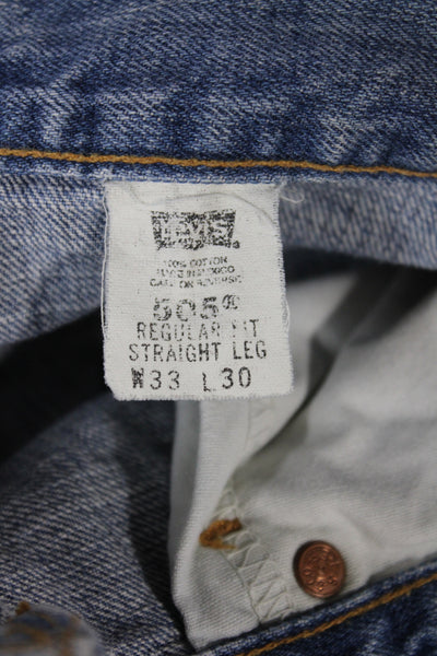 The Vintage Twin Mens Straight Blue Cotton Jeans Button Mid Rise Size 33