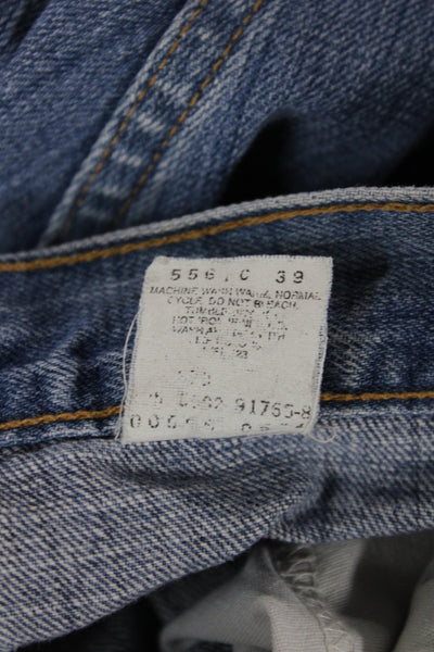 The Vintage Twin Mens Straight Blue Cotton Jeans Button Mid Rise Size 33