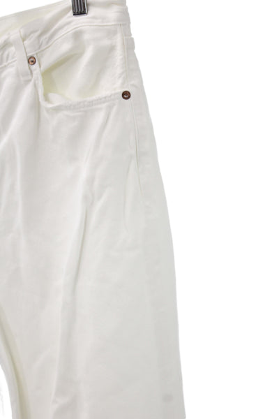 Agolde Women Wide-Leg Jeans White Button Cotton Size 29