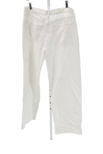 Agolde Women Wide-Leg Jeans White Button Cotton Size 29