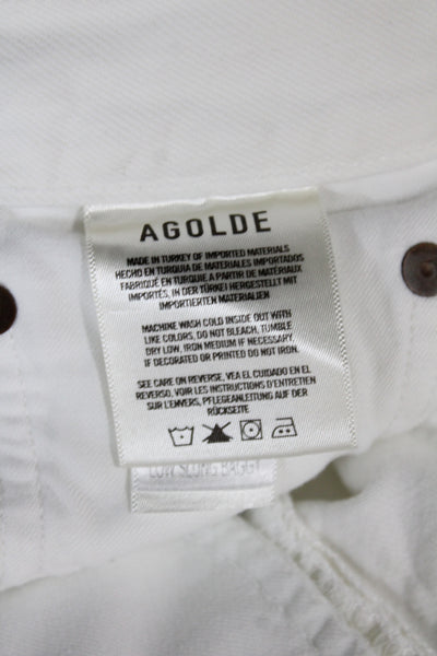 Agolde Women Wide-Leg Jeans White Button Cotton Size 29