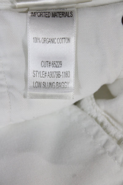 Agolde Women Wide-Leg Jeans White Button Cotton Size 29