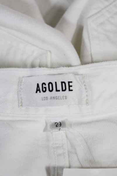 Agolde Women Wide-Leg Jeans White Button Cotton Size 29