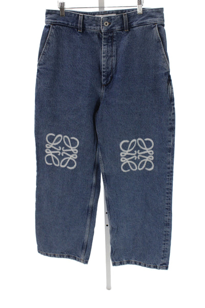 Loewe Womens Wide-Leg Mid Rise Blue Denim Jeans Size 42