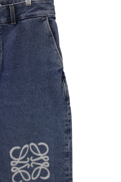Loewe Womens Wide-Leg Mid Rise Blue Denim Jeans Size 42