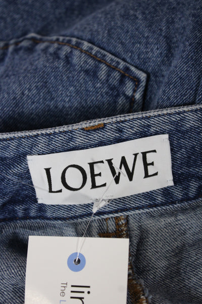 Loewe Womens Wide-Leg Mid Rise Blue Denim Jeans Size 42