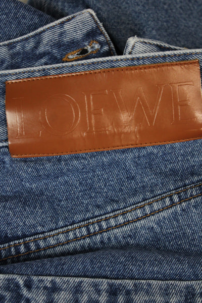 Loewe Womens Wide-Leg Mid Rise Blue Denim Jeans Size 42