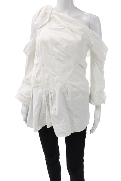 Monse Women Tunic White Cotton One Shoulder Long Sleeve Size 8
