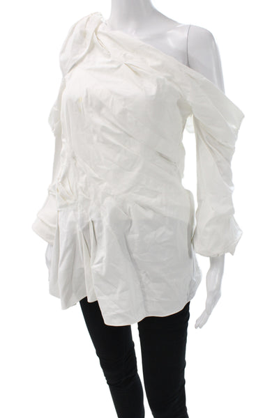 Monse Women Tunic White Cotton One Shoulder Long Sleeve Size 8