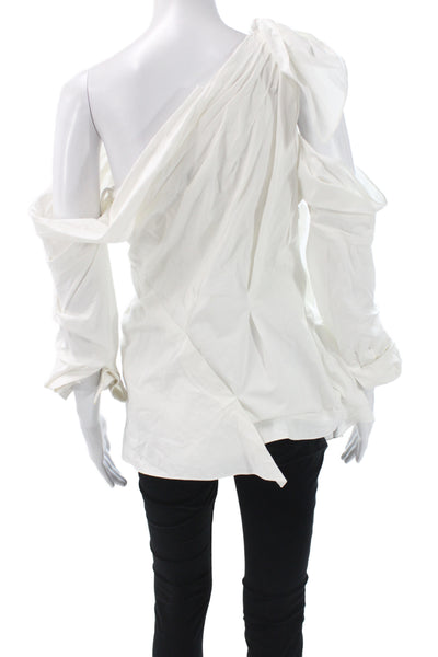 Monse Women Tunic White Cotton One Shoulder Long Sleeve Size 8