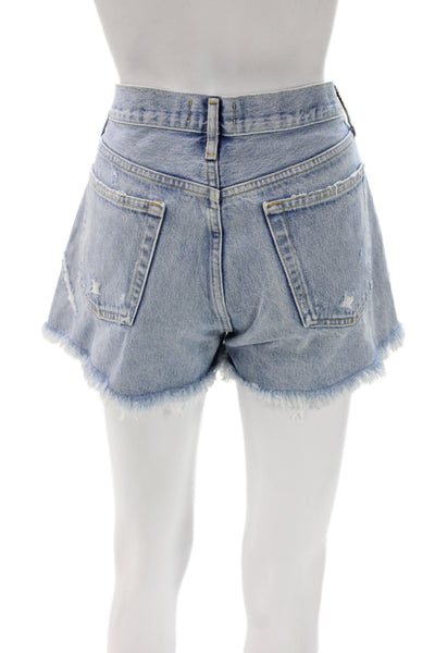 Agolde Women Cut-Off Shorts Blue 100% Cotton Button Casual Size 29