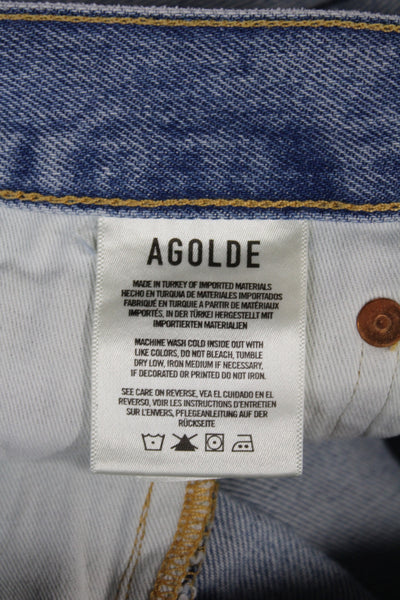 Agolde Women Cut-Off Shorts Blue 100% Cotton Button Casual Size 29