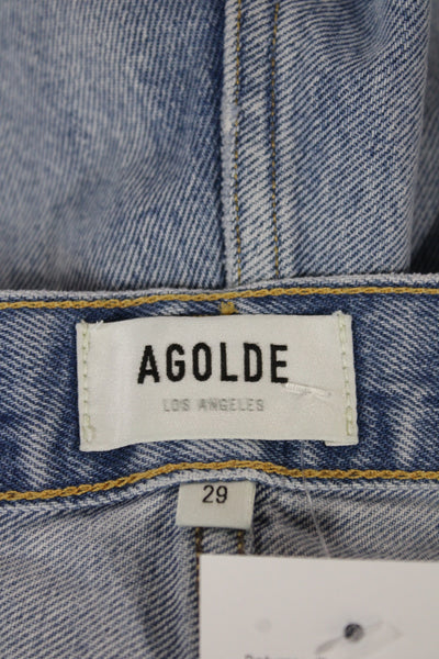 Agolde Women Cut-Off Shorts Blue 100% Cotton Button Casual Size 29