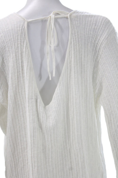 Dissh Women Sweater Dress Ivory Cowl Neck Long Sleeve Linen Striped Size L